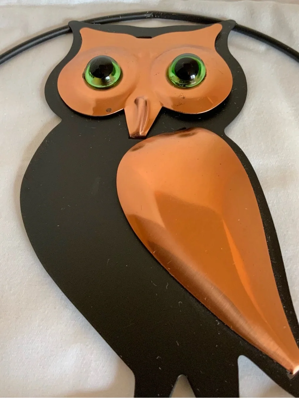 Metal Owl Wall Decor - Black and Copper Accent